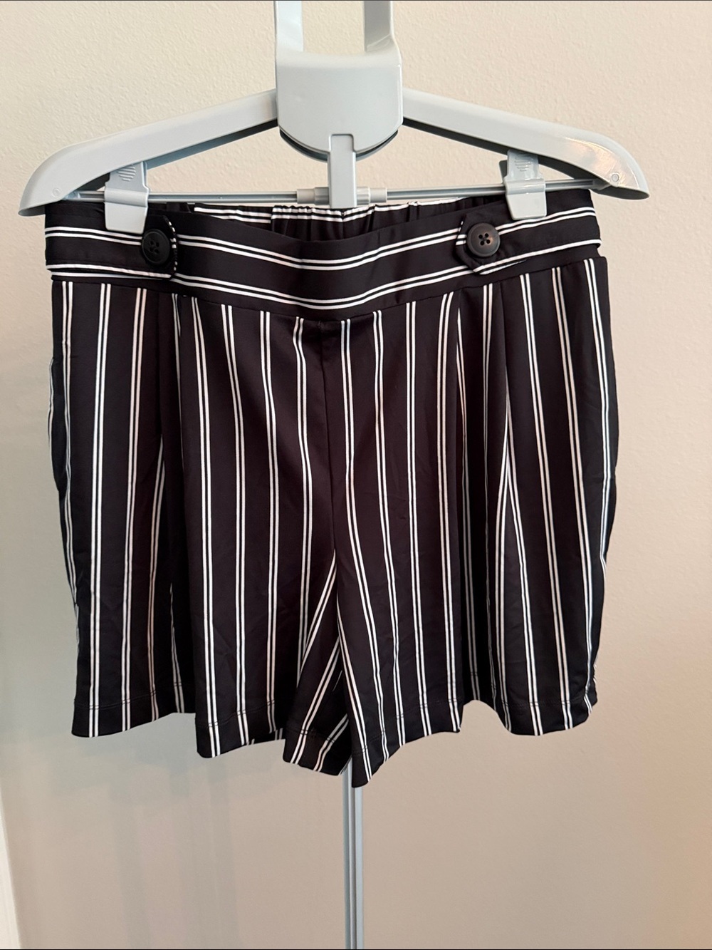 Robert Louis Black and White Vertical Stripe Bermuda Shorts